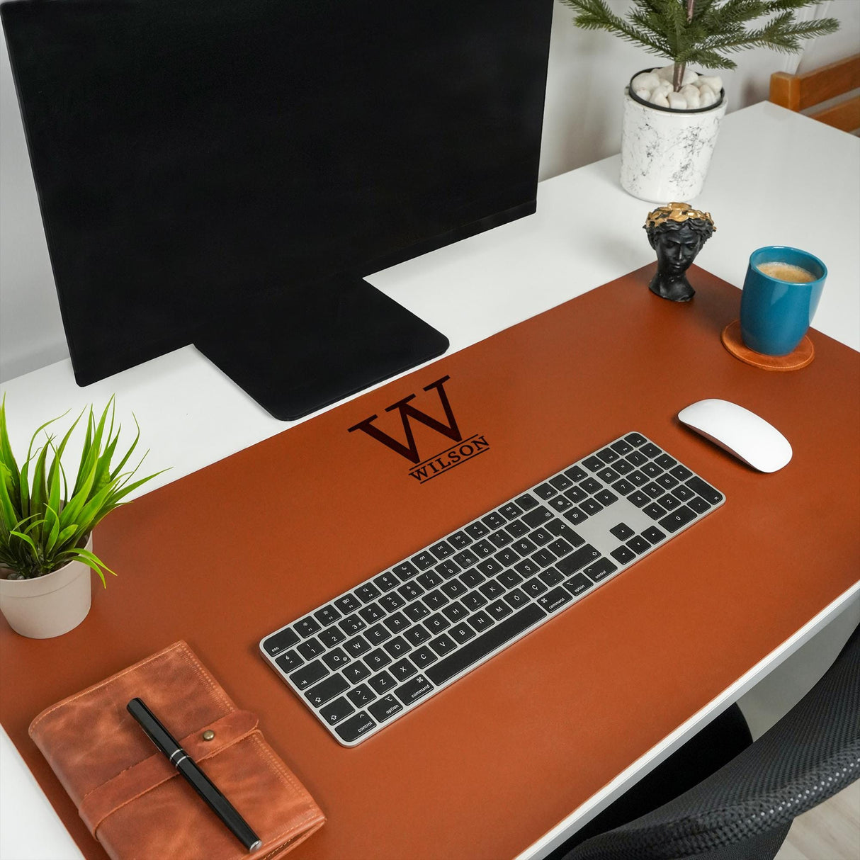 Personalized Office Desk Mat, Leather Mouse Pad, Large Mouse Pad, Desk Decorations, Anniversary Gift Keyboard Mat, Custom Logo Business Gift