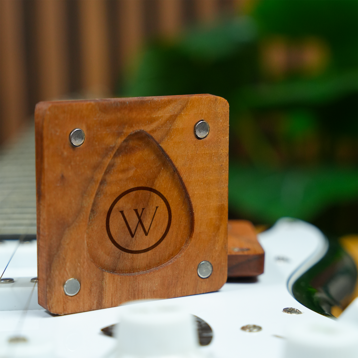 Custom Guitar Pick Holder Magnetic Wood Display: Christmas Gift for Guitar Player