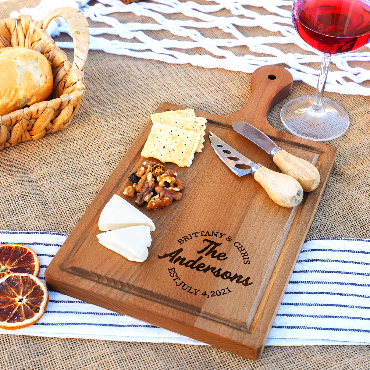 Wooden Personalized Cutting Board, Custom Wedding Monogram Cheese Board, Anniversary Gifts, Kitchen Gift for Couples, Maple Cutting Board