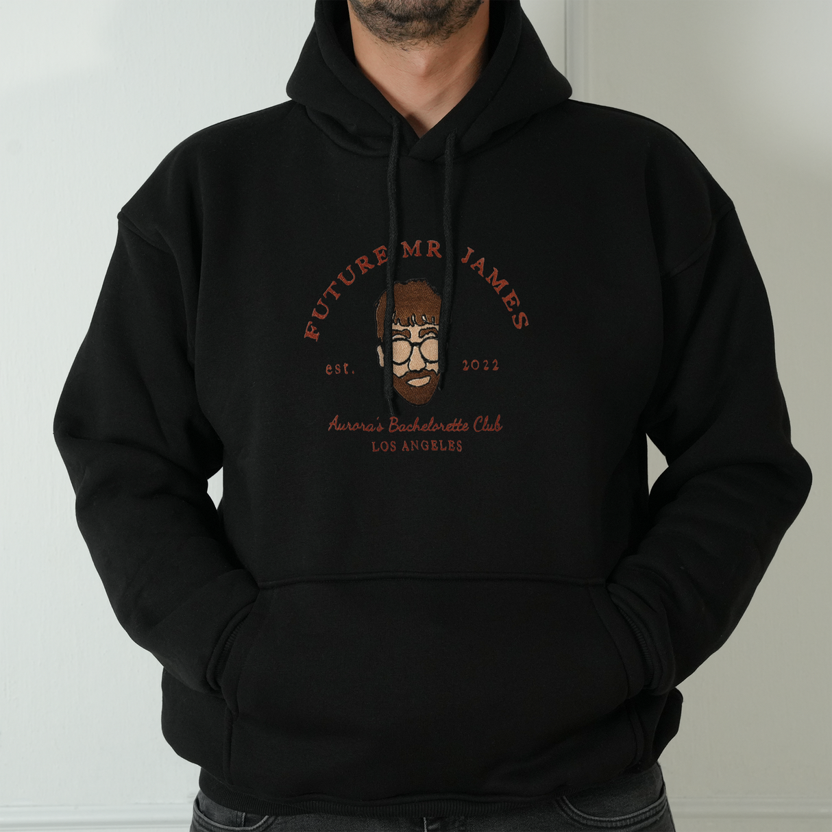 Embroidered Future Mr Last Name Sweatshirt: Custom Portrait Bachelorette Party Crewneck