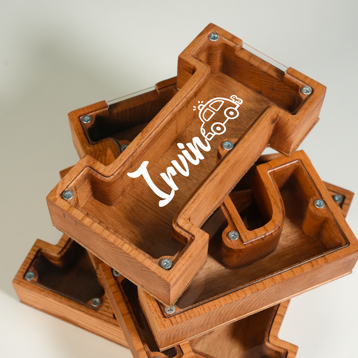 Personalized Letter Coin Bank: Custom Wooden Name Bank, Nursery Decor for Girl or Boys