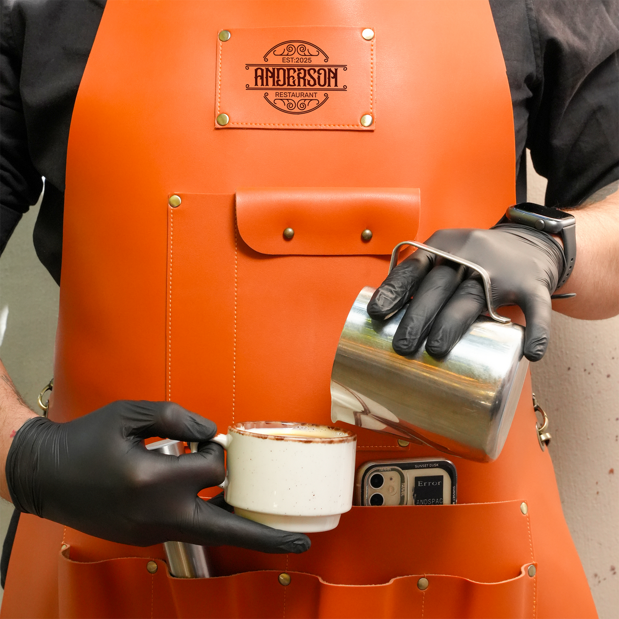 Personalized Leather Bartender Apron with Pockets, Kitchen Apron, Cooking Apron, Custom Chef Engraved Apron, Workshop Apron, Gifts for Him