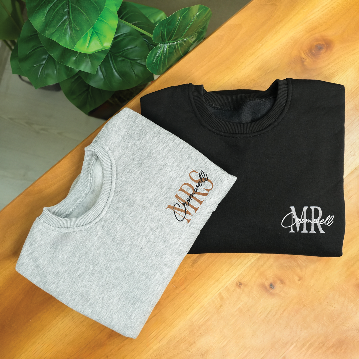 Personalized Mr Mrs Hoodie with Last Name Embroidered Honeymoon Apparel: Engagement Gift for Couple