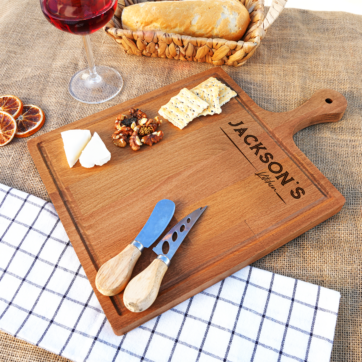 Cutting Board, Personalized Wood Serving Board, Holiday Gift for Couple, Closing Gift, Wedding Party Gift, Customizable Walnut Cutting Board