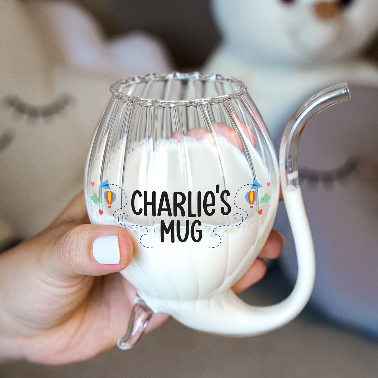 Personalized Glass Cups with Straw, Custom Kids Name Milk Glass, Toddler Birthday Gift, Daughter Gift, Borosilicate Drink Glasses, Christmas