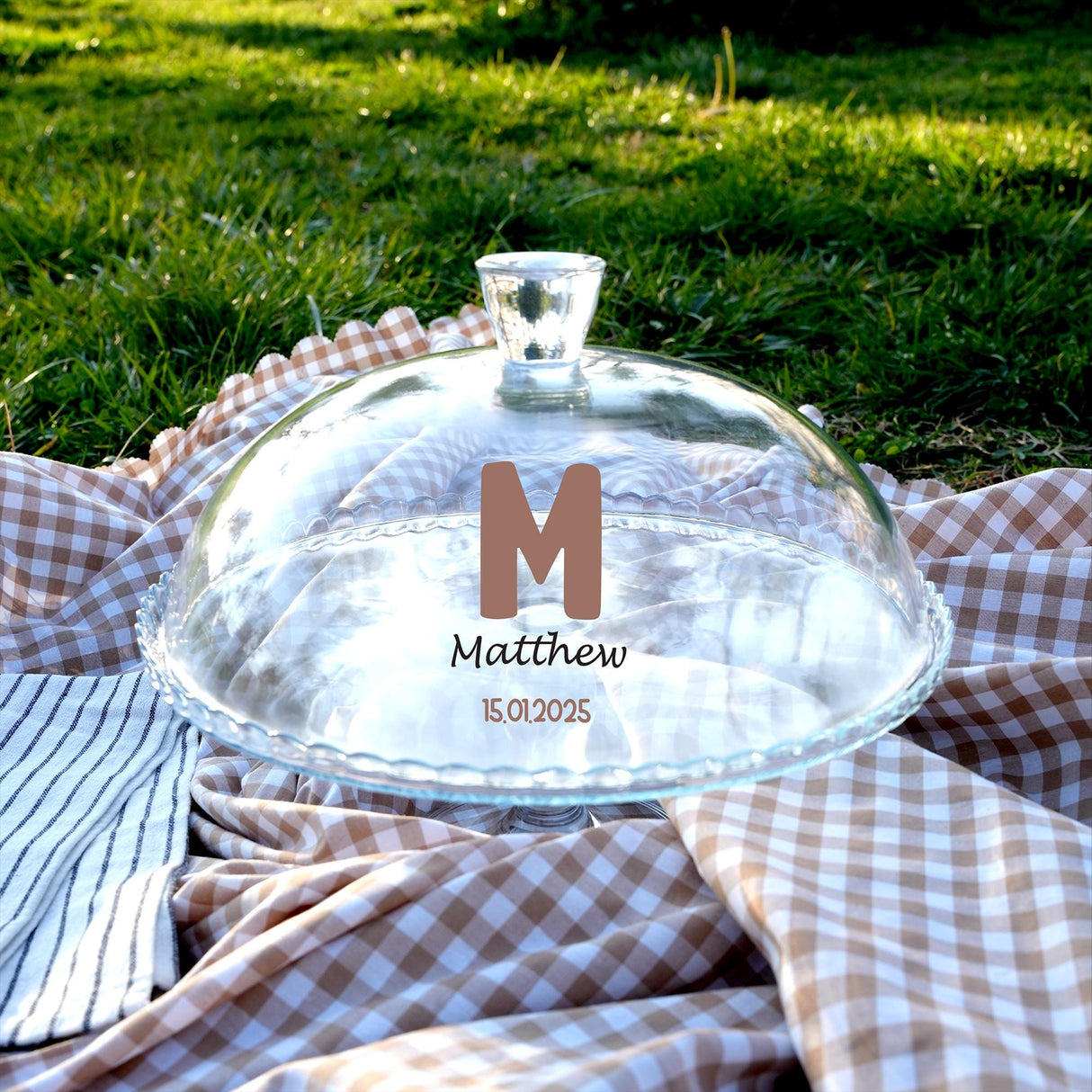 Personalized Gender Reveal Cake Stand: Glass Dome Dessert Display for Baby Shower, Boy or Girl Party