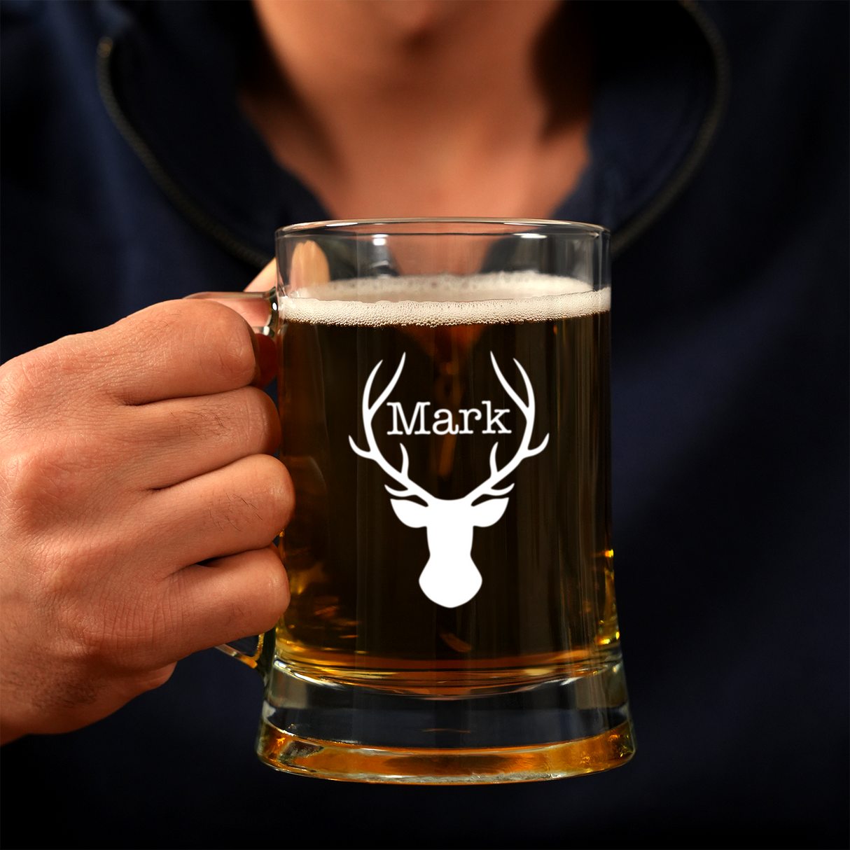 Personalized Beer Glass Gift for Him, Custom Beer Mug with Handle, Groomsmen Gift, Dad Bbq Gift, Anniversary Gift, Bar Drinkware Gifts