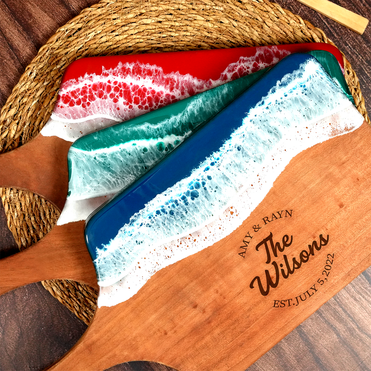Epoxy Resin Live Edge Charcuterie Board, Wedding Gifts, Personalized Newly Wed Gifts, Engagements Gift, Anniversary Gift for Couple, Wedding
