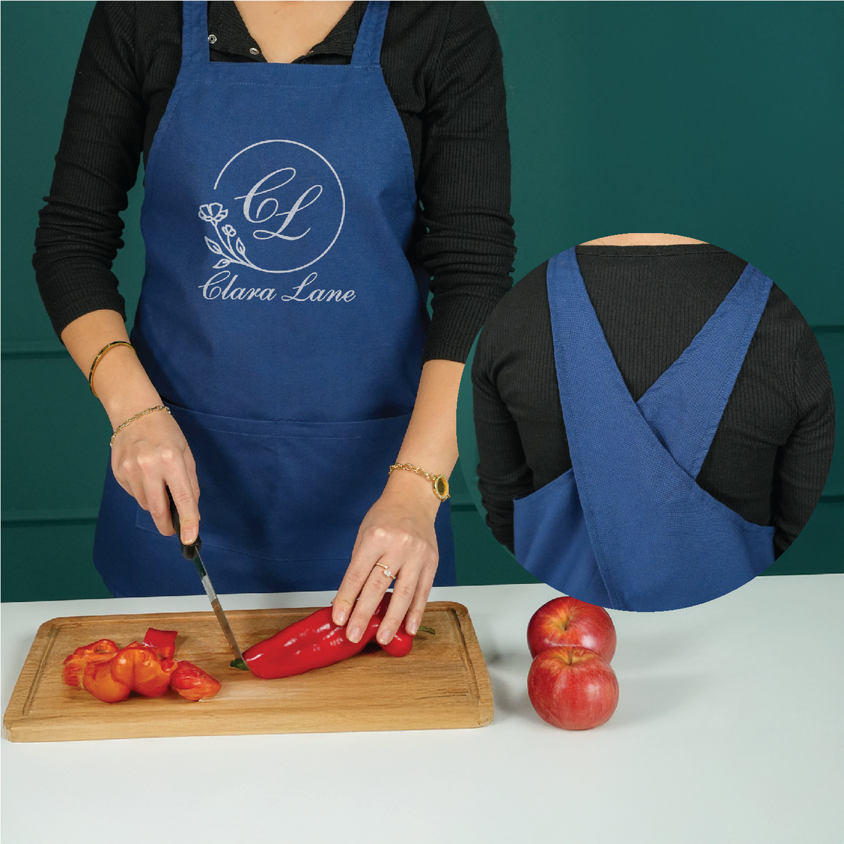 Cross Back Personalized Apron: Vintage Style Cotton Apron for Mom Christmas Gift