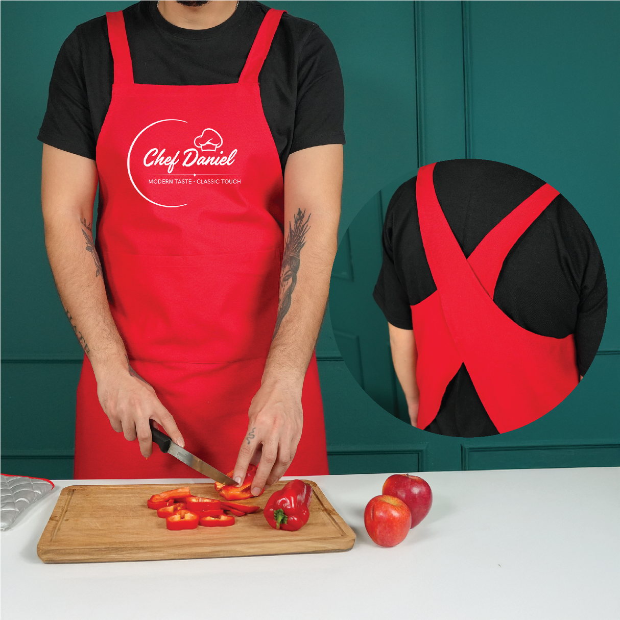 Custom Grill Master Christmas Gift: Personalized Japanese Cotton Apron with Cross Back Design