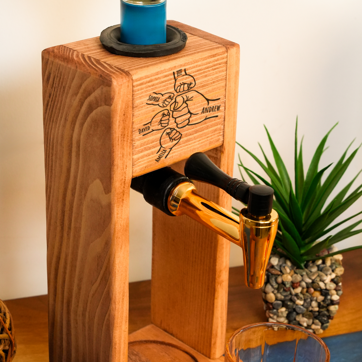 Custom Whiskey Dispenser for Home Bar, Personalized Liquor Dispenser, Whiskey Dispenser with Glasses Set, Fathers Day Gift, Gifts for Him