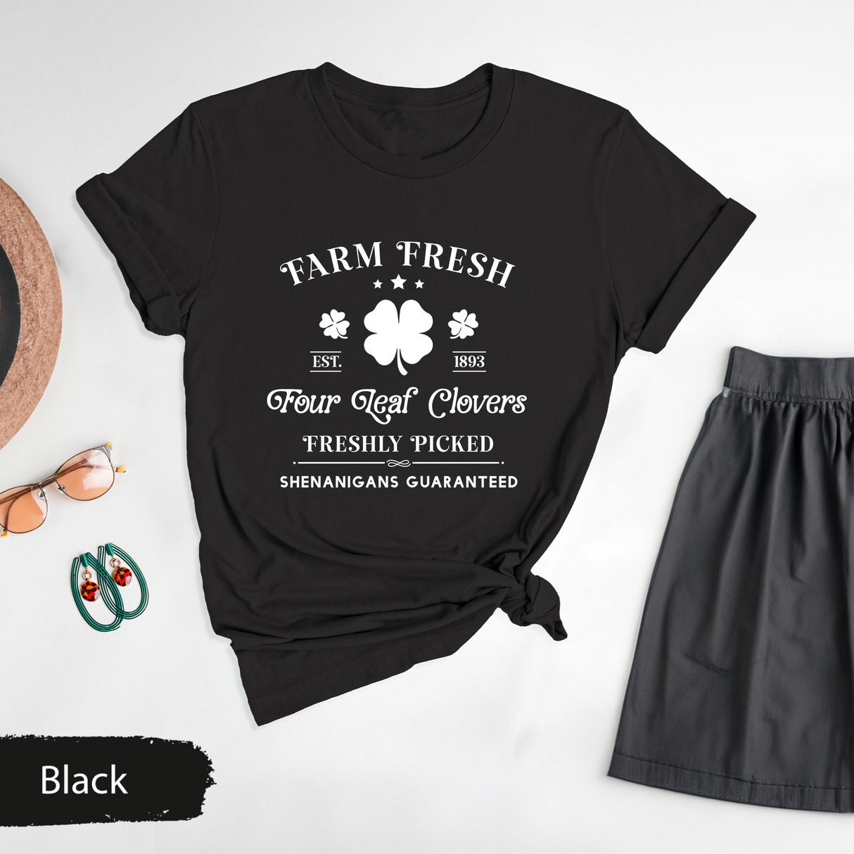 Farm Fresh Four Leaf Clovers Shirt, Funny St Patricks Day Tee, Vintage Irish Shamrock TShirt, Lucky Clover Graphic Tee, St Paddys Day Outfit
