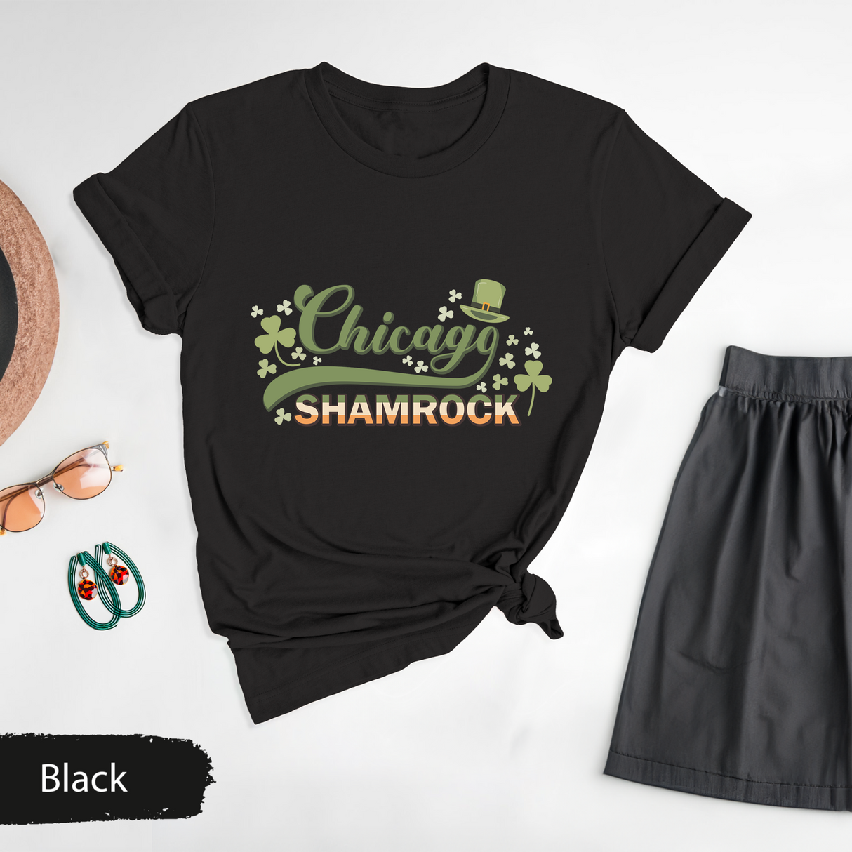 Chicago Shamrock T-Shirt, St Patricks Day Irish Tee, Lucky Clover Chicago Shirt, Shamrock T-shirt, Saint Patricks Day Shirt, Gift for Him