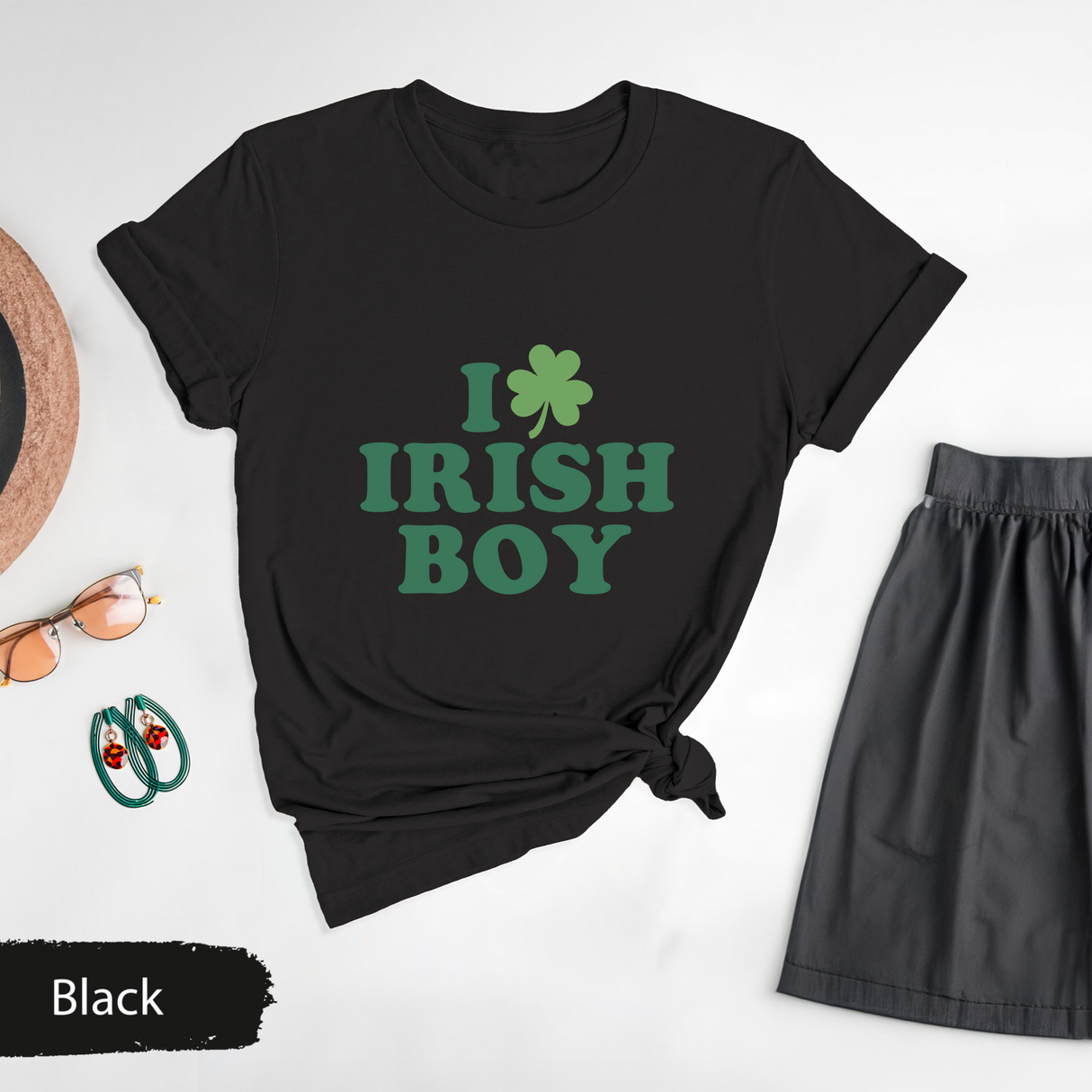 I Love Irish Boy Shirt, Fun St Patricks Day Tee, Lucky Shamrock Irish Love T-Shirt, Women St Paddys Day Outfit, Funny Saint Patricks Tshirt