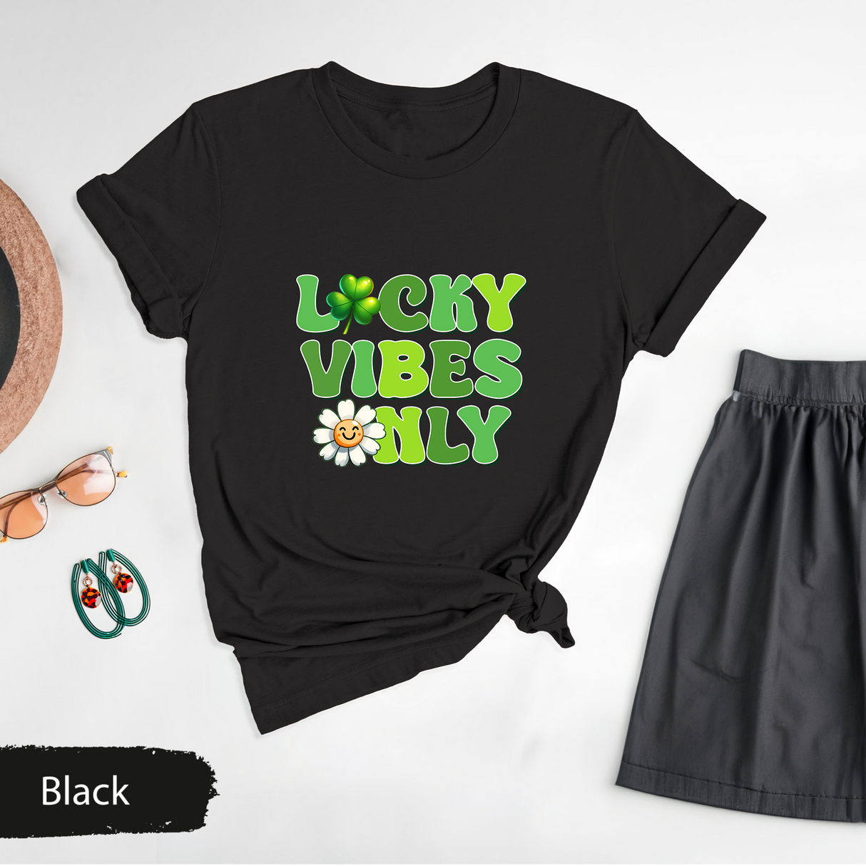 Lucky Vibes Only Shirt St Patricks Day Gift, Retro St Patricks Day Tshirt, Cute Daisy Graphic TShirt, Fun Shamrock Shirt, St Patricks Outfit