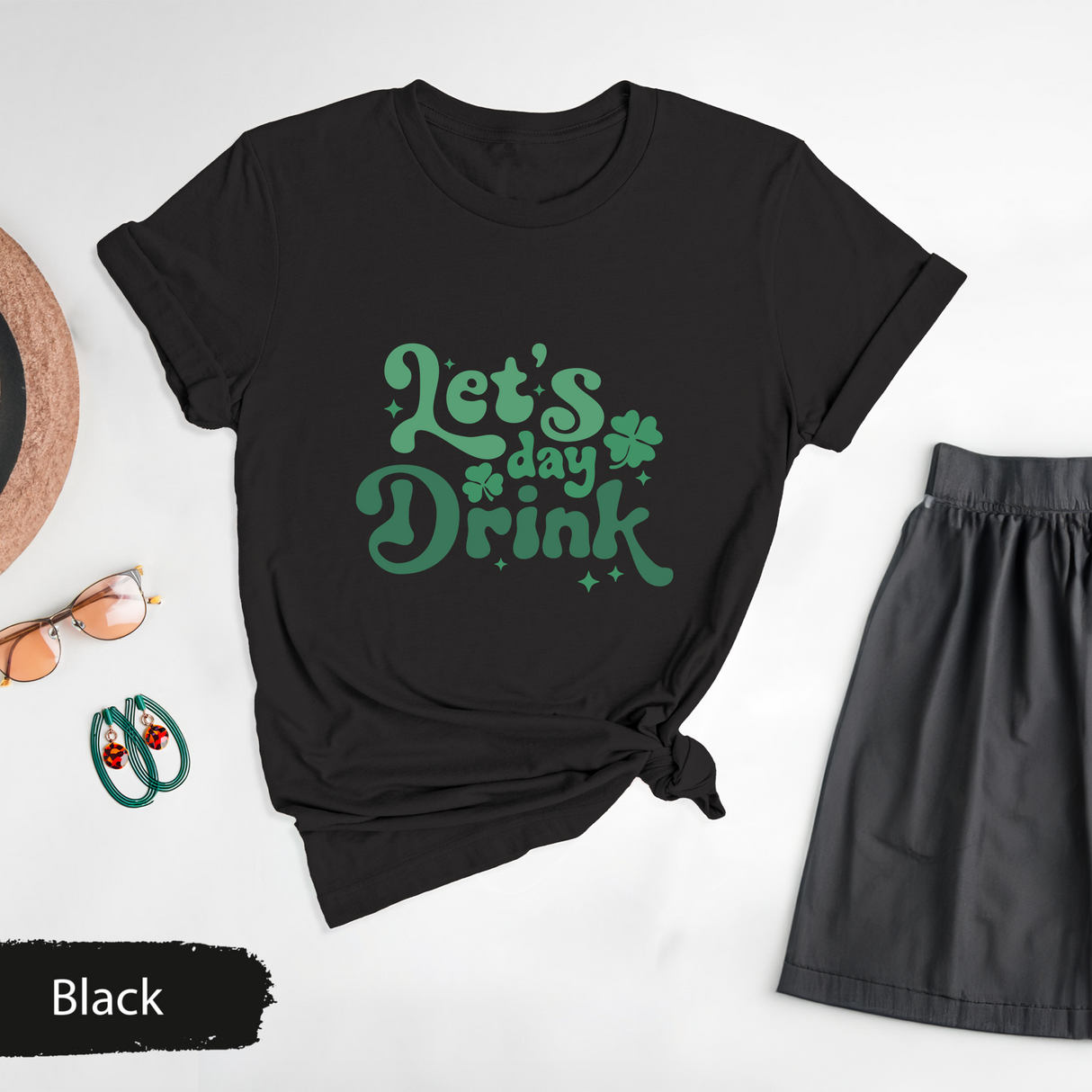 Let’s Day Drink Shirt, Funny St Patricks Day Drinking Tee, Retro Irish Party T-Shirt, Lucky Pub Crawl Outfit, St Paddys Beer Lover Gifts