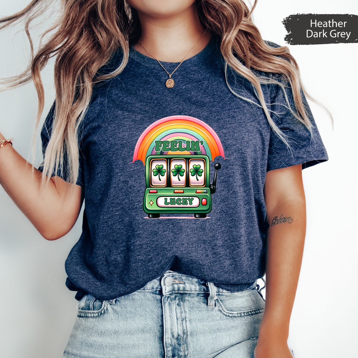 Feelin' Lucky Shirt, Slot Machine St Patrick’s Day T-Shirt, Rainbow Clover Lucky Tee, Irish Day Gift, St Patricks Day Gift, Four Leaf Clover