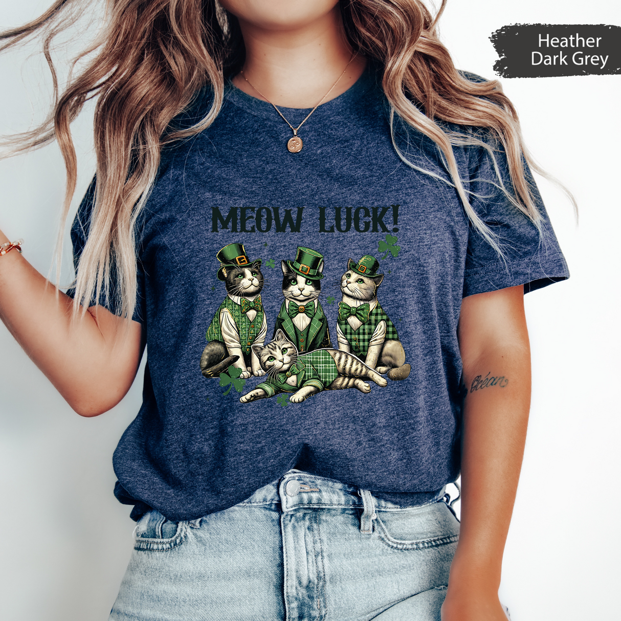 Meow Luck St Patricks Day Shirt, Cute Leprechaun Cats T-Shirt, Funny Irish Kitty Tee, Lucky Cat Lover Shirt, Patricks Day Gift for Cat Mom