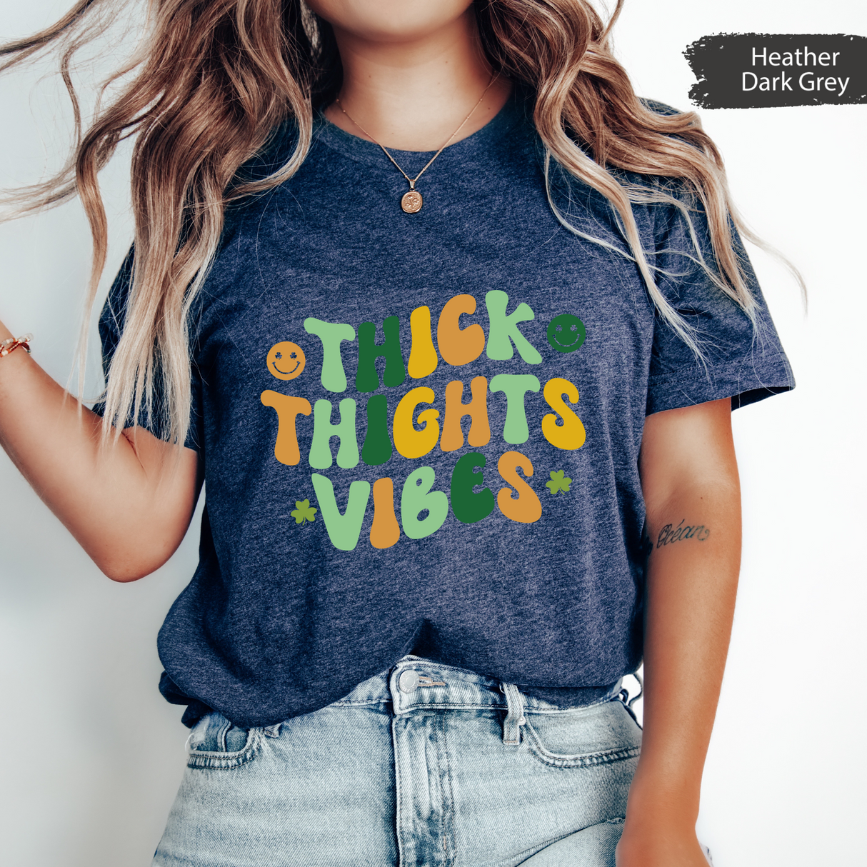 Thick Thighs Vibes T-Shirt, Retro St Paddys Day Shirt, Positive Graphic Shirt, Cute St Patricks Day, Womens Motivational Tee, Gift for Her
