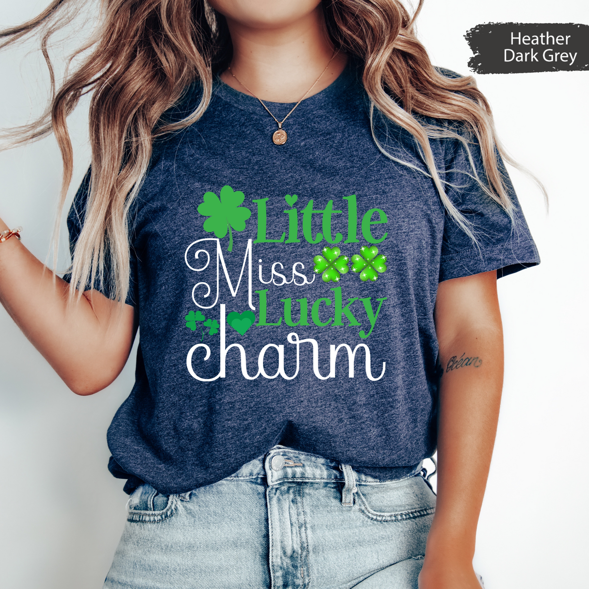 Little Miss Lucky Charm T-Shirt, Toddler St Patricks Day Shirt, Shamrock Graphic Tee, Cute St Paddys Day Gifts for Women, Lucky Charm Tees