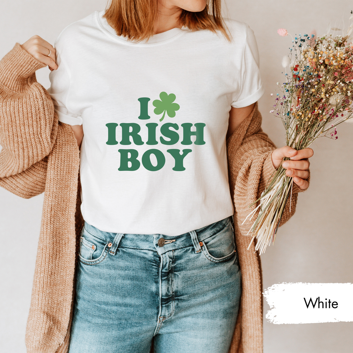 I Love Irish Boy Shirt, Fun St Patricks Day Tee, Lucky Shamrock Irish Love T-Shirt, Women St Paddys Day Outfit, Funny Saint Patricks Tshirt