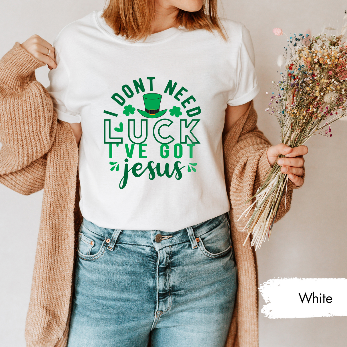 I Don’t Need Luck I’ve Got Jesus T-Shirt, Christian St Patricks Day Shirt, Faith-Based Shamrock Tee, Jesus Love Shirt, Saint Patricks Day