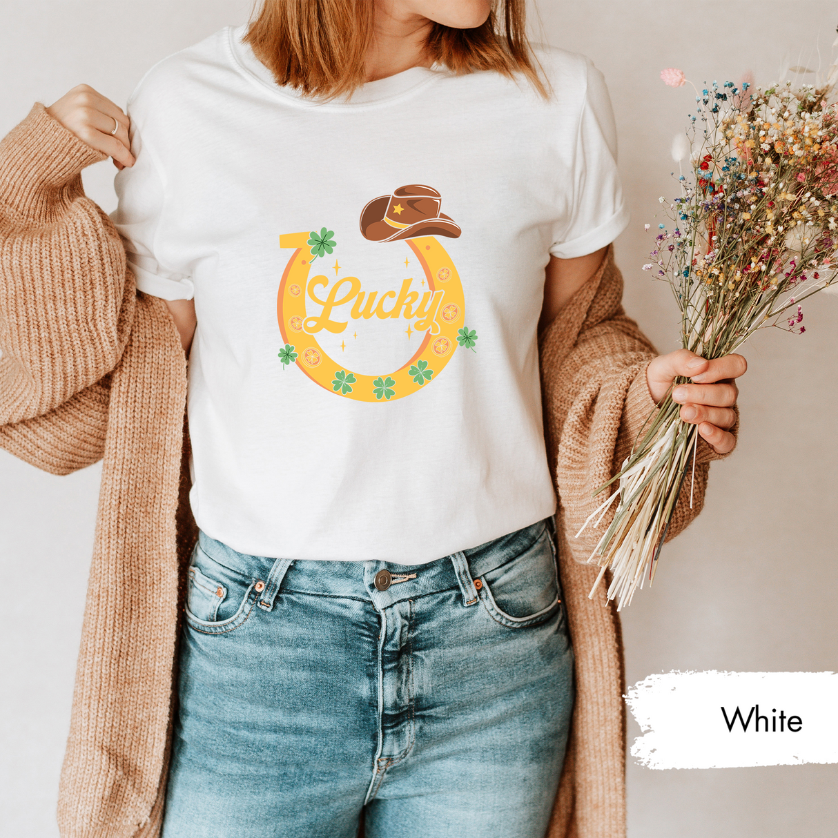 Lucky Horseshoe St. Patrick’s Day Shirt, Lucky Irish T-Shirt, Cowboy Hat Rodeo Shirt, St. Paddy’s Day, Western Cowgirl Tee, St Patricks Gift