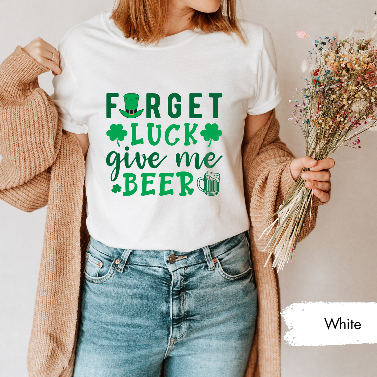 Forget Luck Give Me Beer T-Shirt, Funny St. Patricks Day Drinking Tee, Irish Beer Lover Shirt, Shamrock Pub Crawl TShirt, Saint Patricks Day