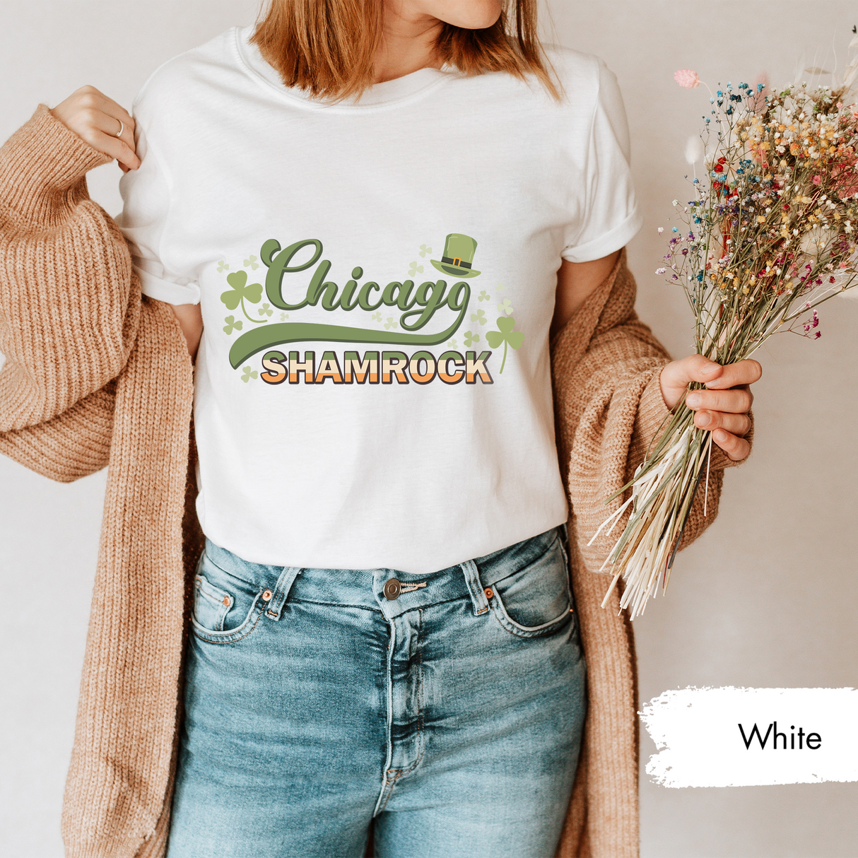 Chicago Shamrock T-Shirt, St Patricks Day Irish Tee, Lucky Clover Chicago Shirt, Shamrock T-shirt, Saint Patricks Day Shirt, Gift for Him