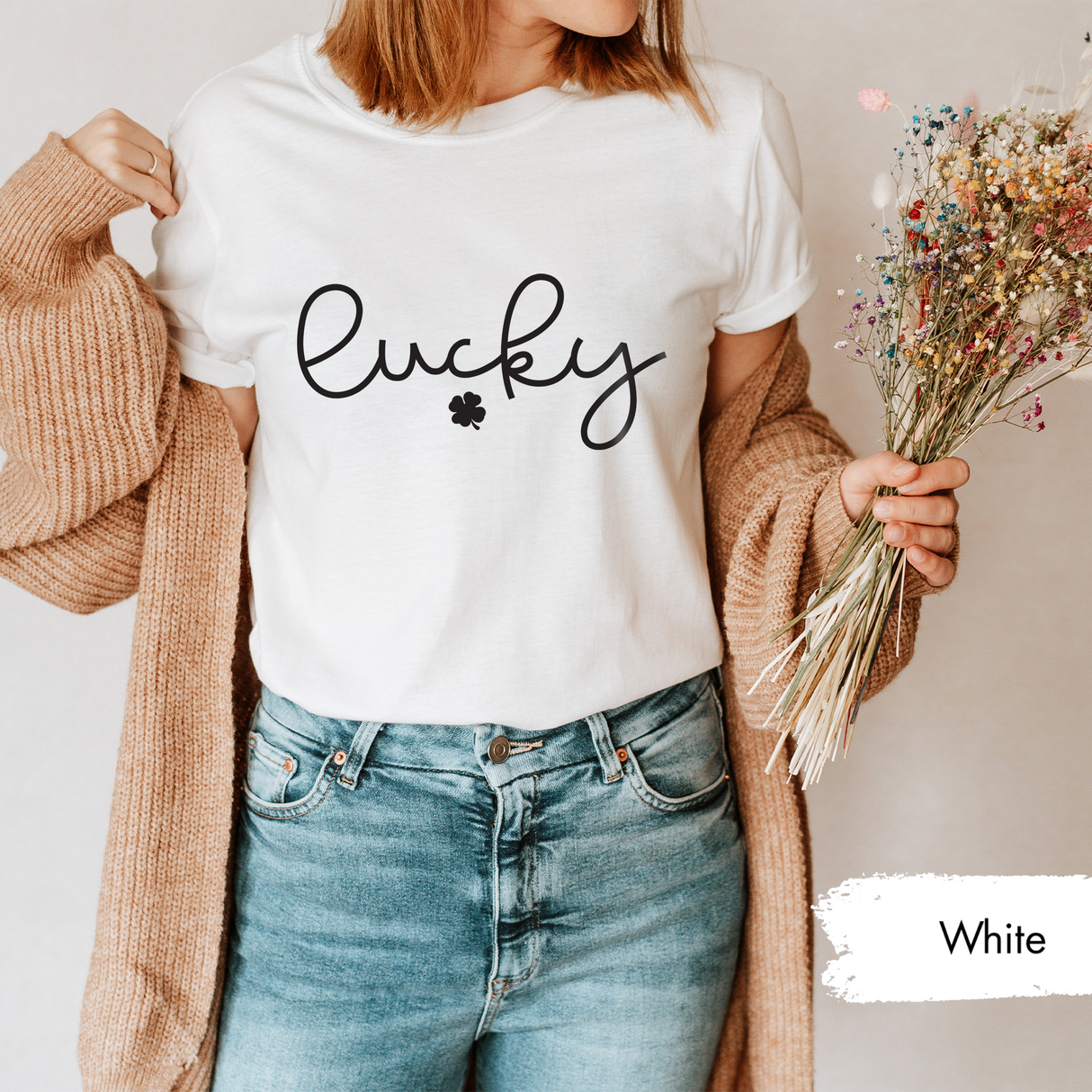 St Patrick's Day Shirt, Lucky Patricks Day Shirt, Cute Clover Graphic Tee, Irish Shirt, Lucky Charm Four Leaf Clover Shirt, Gifts for Her