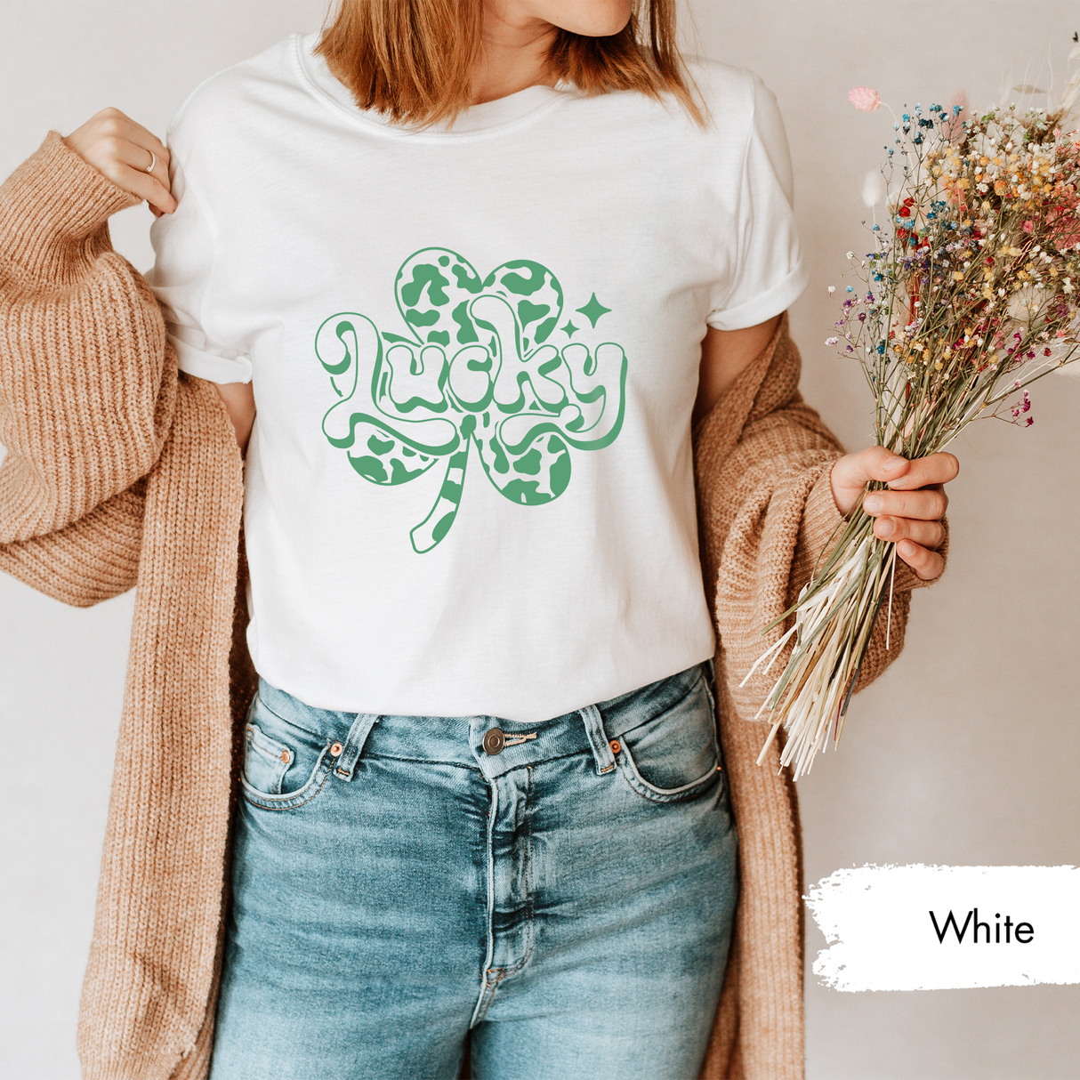 Lucky Shamrock St Patricks Day T-Shirt, Retro Irish Festival Tee, Four Leaf Clover T-Shirt, Trendy Irish Lucky Charm Tshirt, Green Day Gift