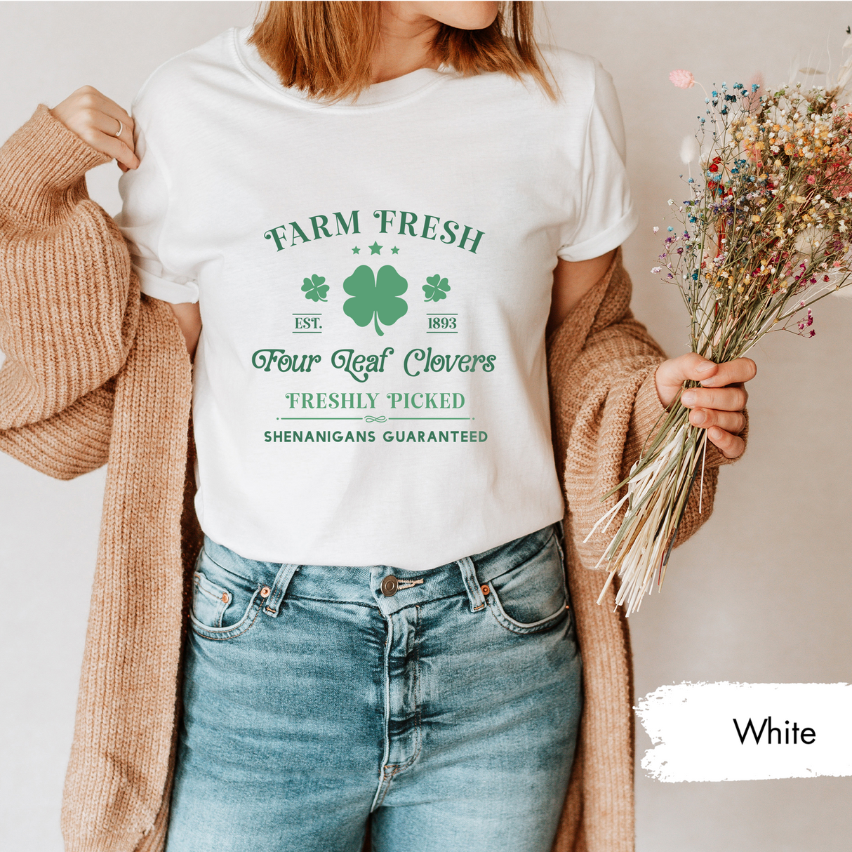 Farm Fresh Four Leaf Clovers Shirt, Funny St Patricks Day Tee, Vintage Irish Shamrock TShirt, Lucky Clover Graphic Tee, St Paddys Day Outfit