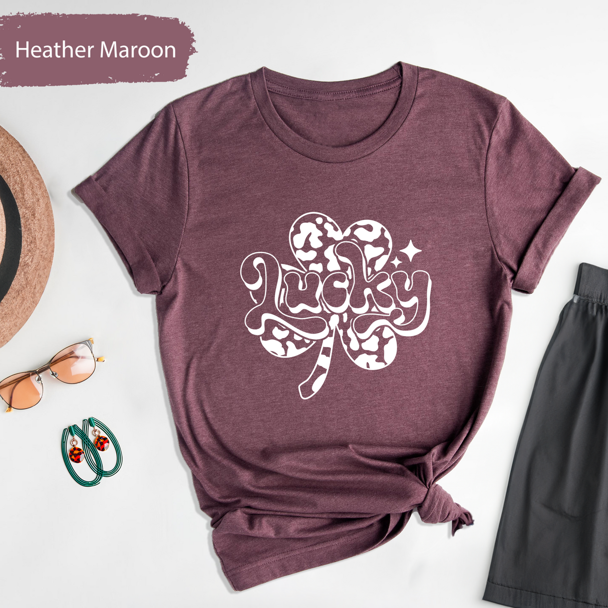 Lucky Shamrock St Patricks Day T-Shirt, Retro Irish Festival Tee, Four Leaf Clover T-Shirt, Trendy Irish Lucky Charm Tshirt, Green Day Gift