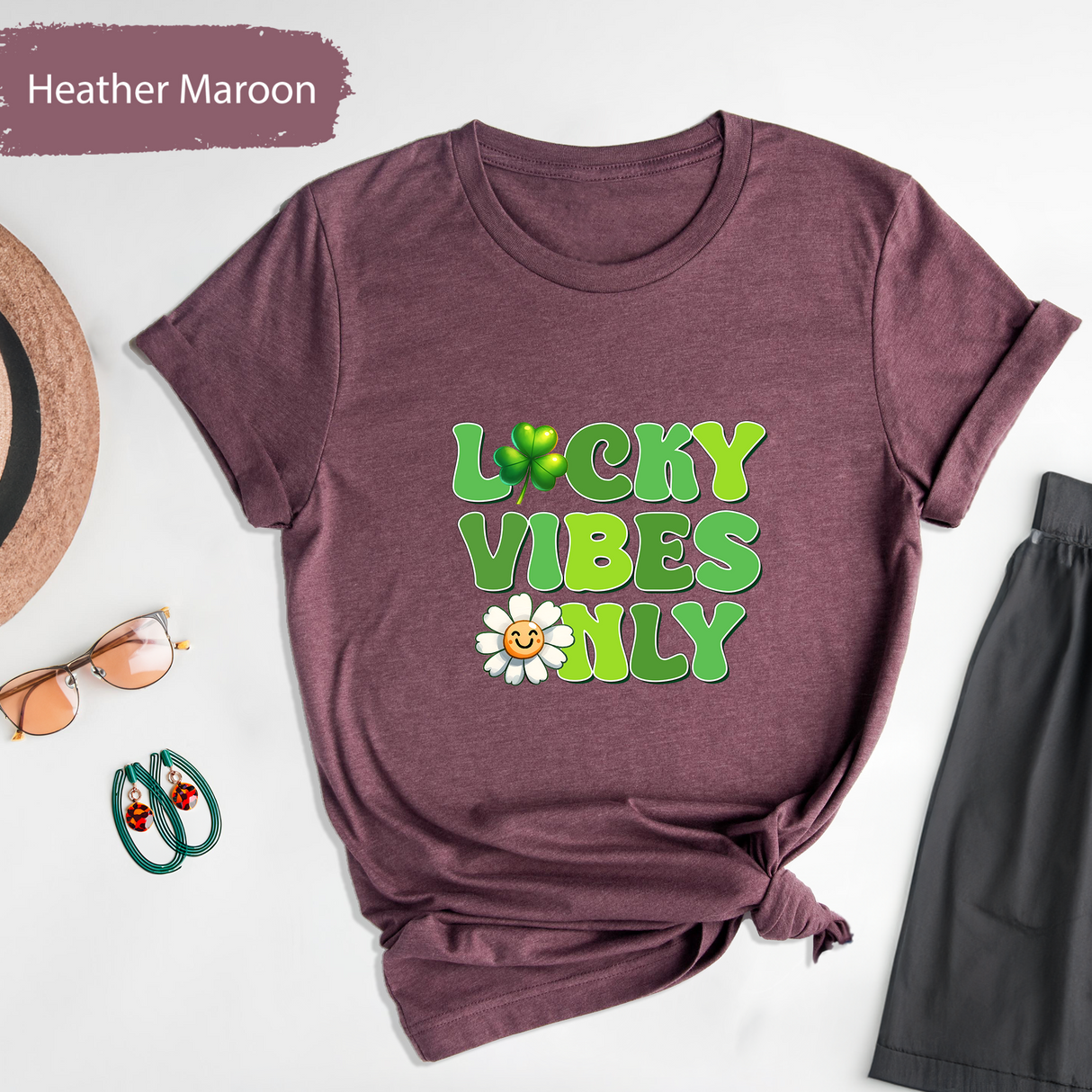 Lucky Vibes Only Shirt St Patricks Day Gift, Retro St Patricks Day Tshirt, Cute Daisy Graphic TShirt, Fun Shamrock Shirt, St Patricks Outfit