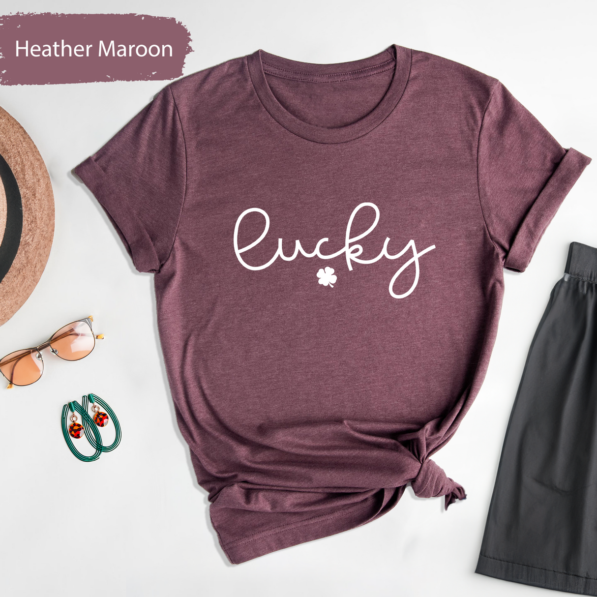 St Patrick's Day Shirt, Lucky Patricks Day Shirt, Cute Clover Graphic Tee, Irish Shirt, Lucky Charm Four Leaf Clover Shirt, Gifts for Her