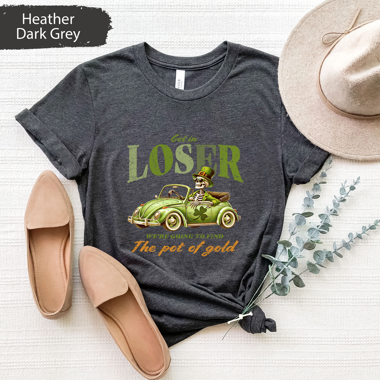 St Patricks Day T-Shirt, Get In Loser We're Going To Find The Pot Of Gold Shirt, Funny Irish Skeleton Tee, Retro St Patrick Shirt, Irish Day