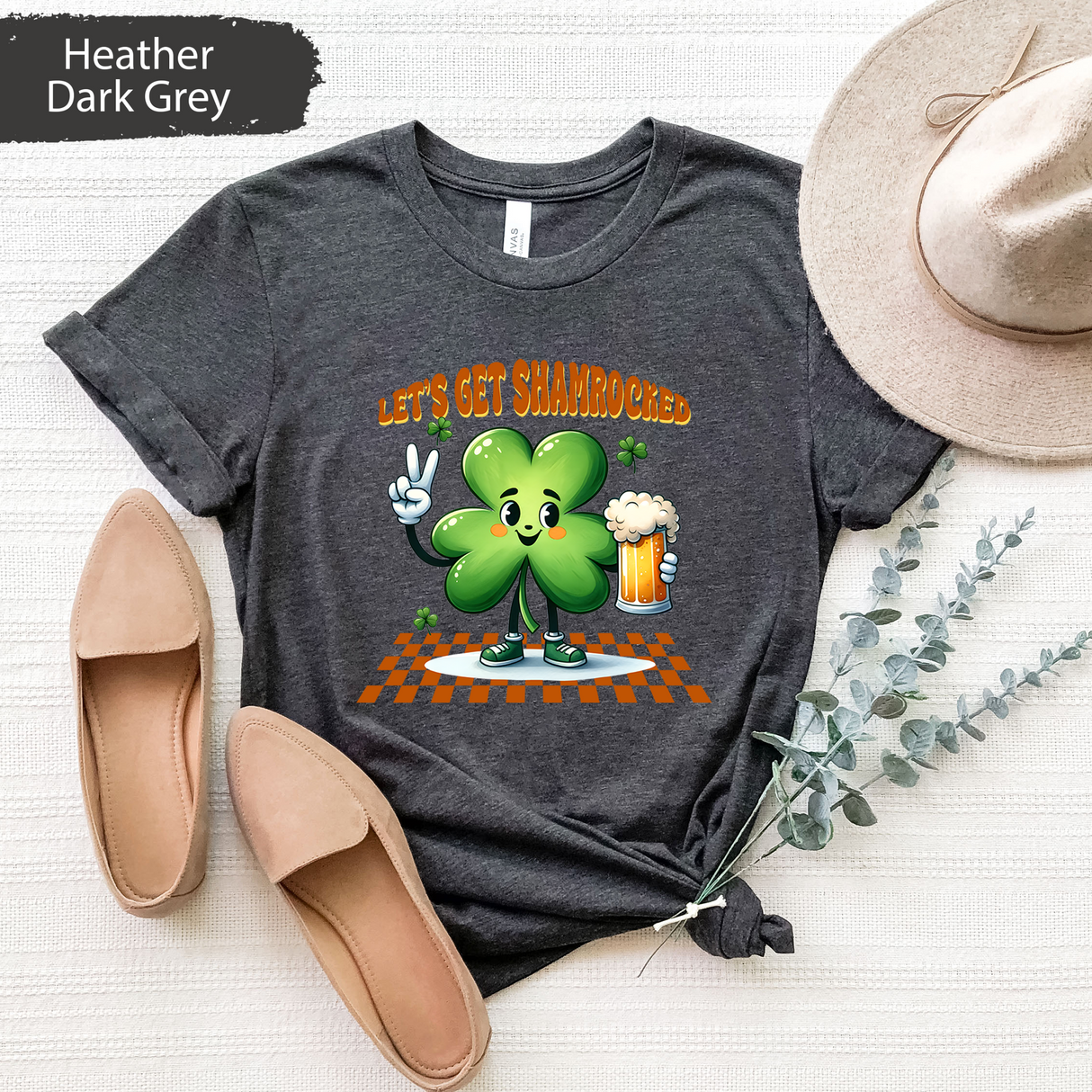 Let’s Get Shamrocked Shirt, Funny St. Patrick’s Day Beer Tee, Cute Drunk Shamrock Graphic T-Shirt, Irish Pub Party Outfit, St Paddys Day Tee