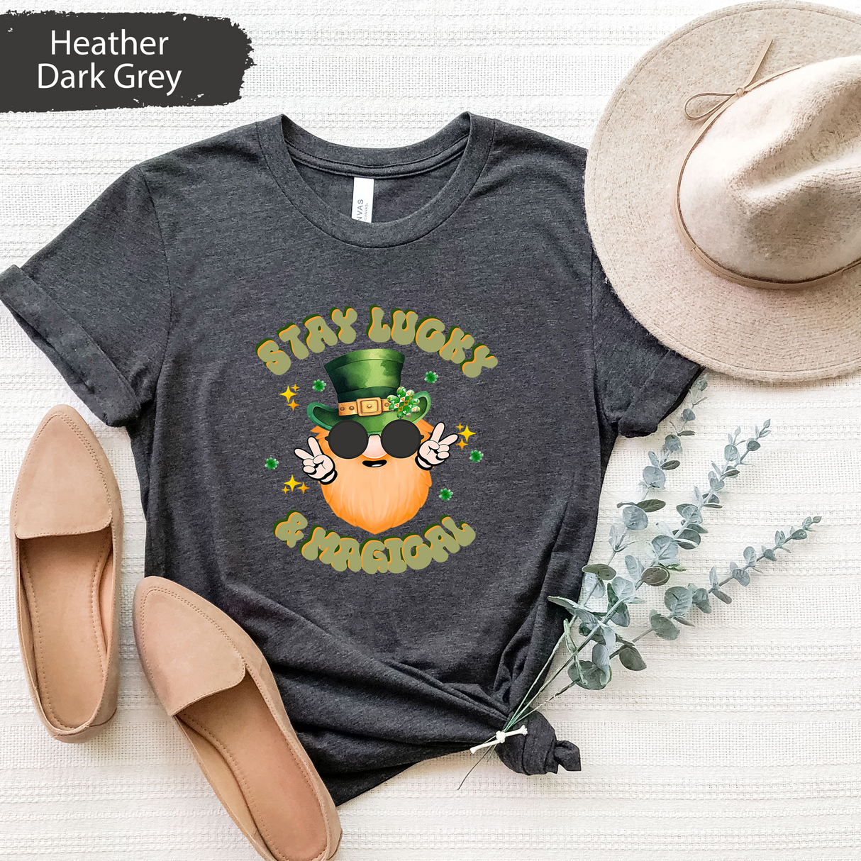 Stay Lucky & Magical Shirt, Funny St Patricks Day T-Shirt, Cute Leprechaun Graphic Tee, Retro St Patricks Day Shirt, Trendy Graphic Tees
