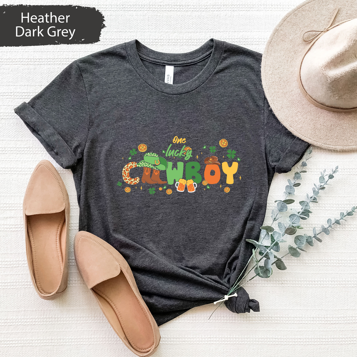One Lucky Cowboy T-Shirt, Cowgirl St Patrick's Day Shirt, Rodeo T-Shirt, Western Irish Graphic Tee, Irish Day Gift, Lucky Cowgirl Shirt
