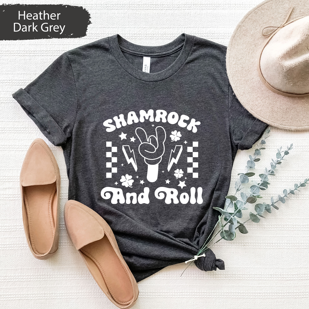 Shamrock and Roll T-Shirt, Funny St Patricks Day Rock Shirt, St Paddys Day Party Shirt, Shamrock Shirt, Rock and Roll Tee, Shirt for Her/Him