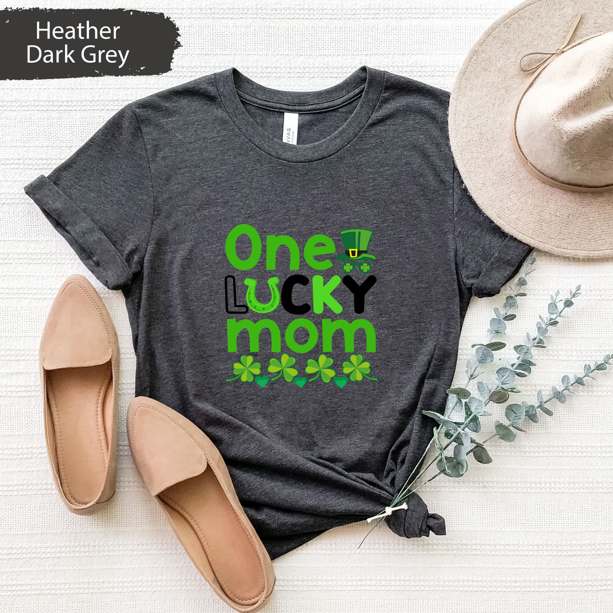 One Lucky Mom Shirt, St Patricks Day Mom Tee, Irish Shamrock Lucky Mom T-Shirt, Cute Clover Mothers Day Shirt, St Paddy’s Day Gift for Woman