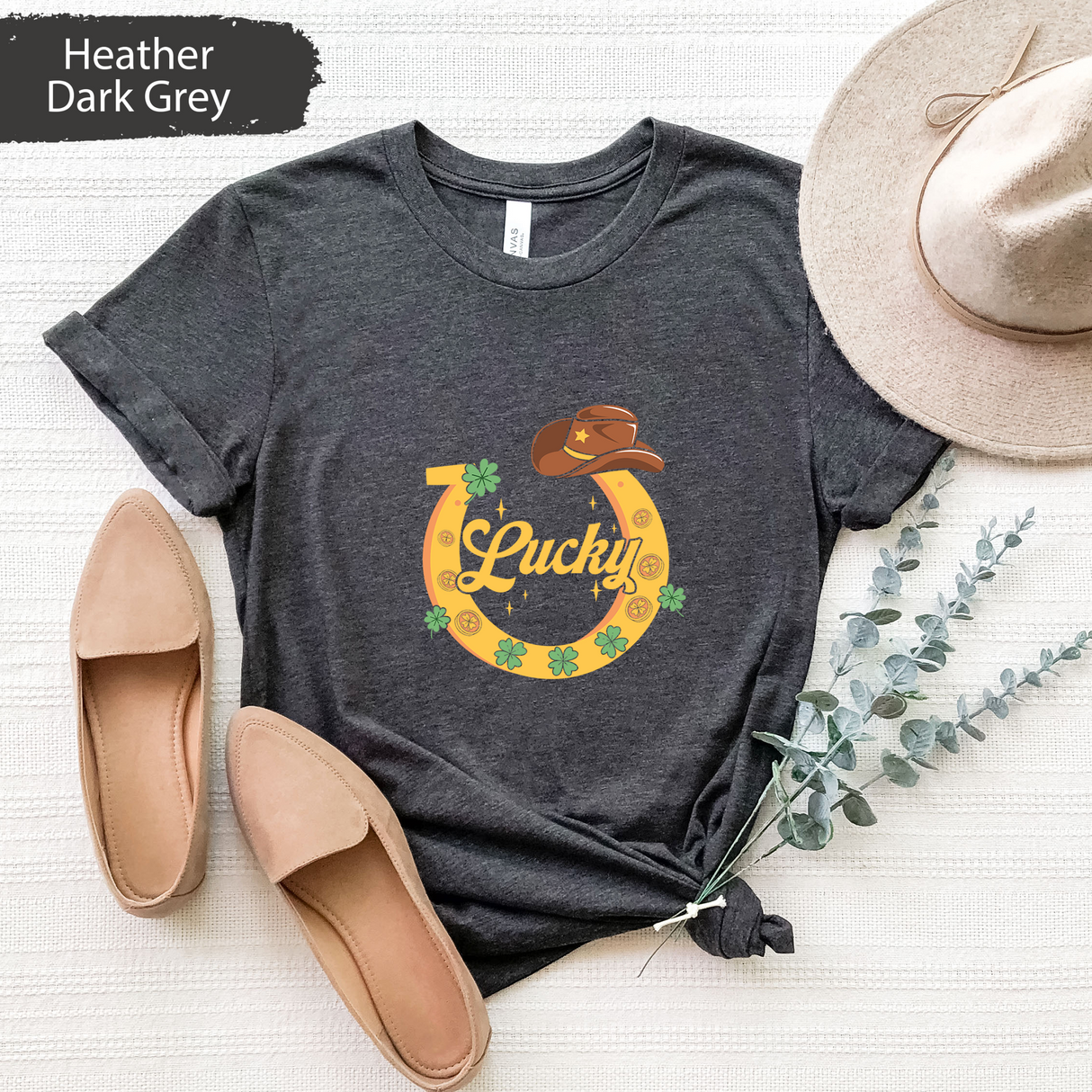 Lucky Horseshoe St. Patrick’s Day Shirt, Lucky Irish T-Shirt, Cowboy Hat Rodeo Shirt, St. Paddy’s Day, Western Cowgirl Tee, St Patricks Gift