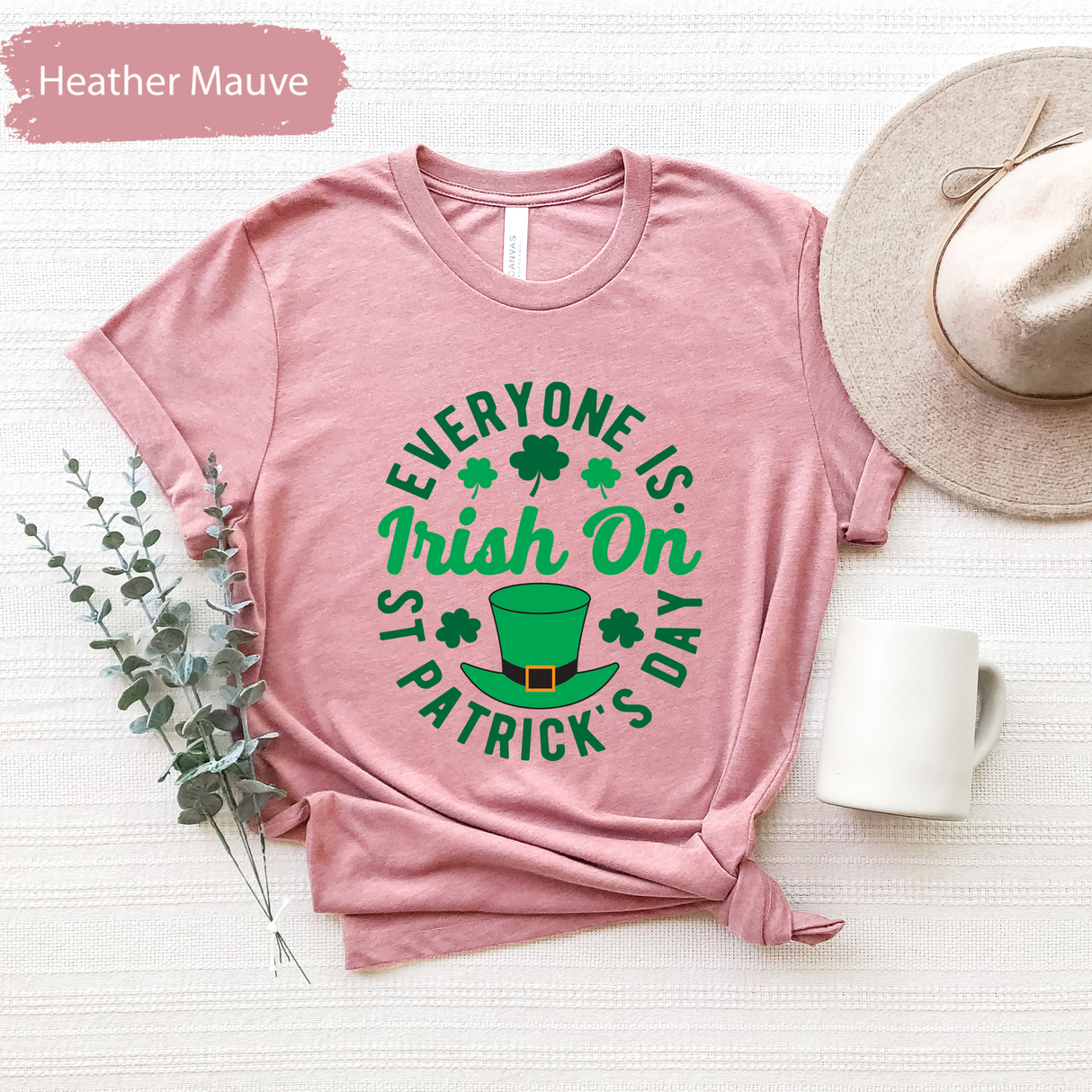 Everyone Is Irish on St Patricks Day T-Shirt, Funny Irish Clover Tee, Lucky Leprechaun Hat Shirt, St Paddys Day Party Outfit, Green Day Gift
