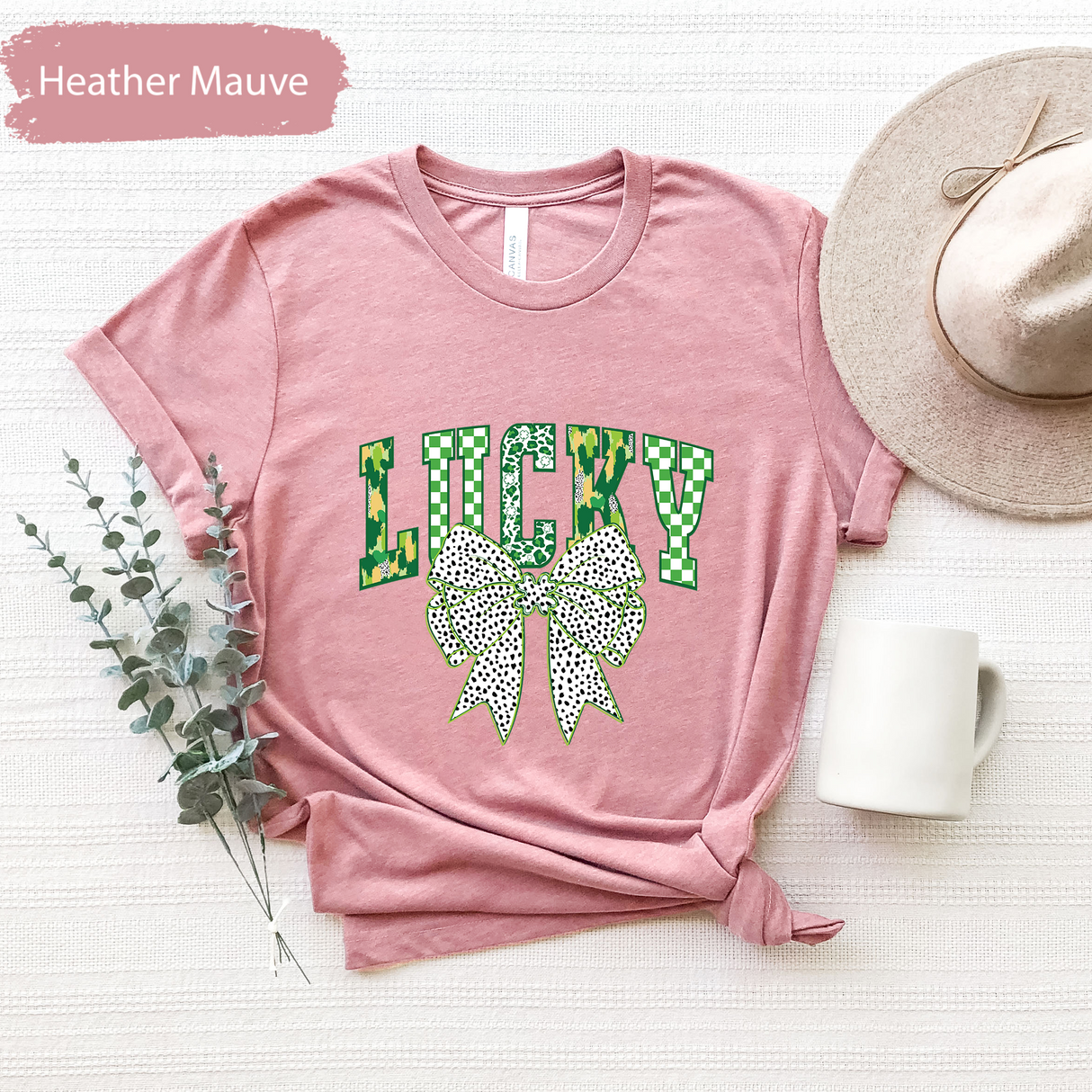 Lucky St. Patrick's Day T-Shirt, Cute Coquette Bow Tee, Irish Clover Graphic Tshirt, Leopard Lucky Print Tee, Women's St Patriks Day Gift
