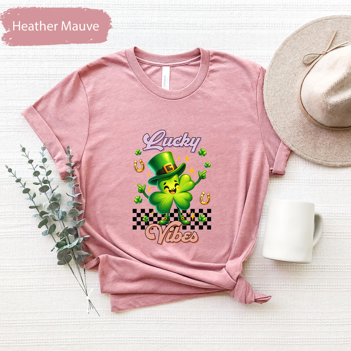 Lucky Vibes St Patricks Day Shirt, Cute Shamrock Leprechaun Tee, Irish Clover Graphic T-Shirt, Fun St. Paddys Day Shirt, Lucky Charm Gift