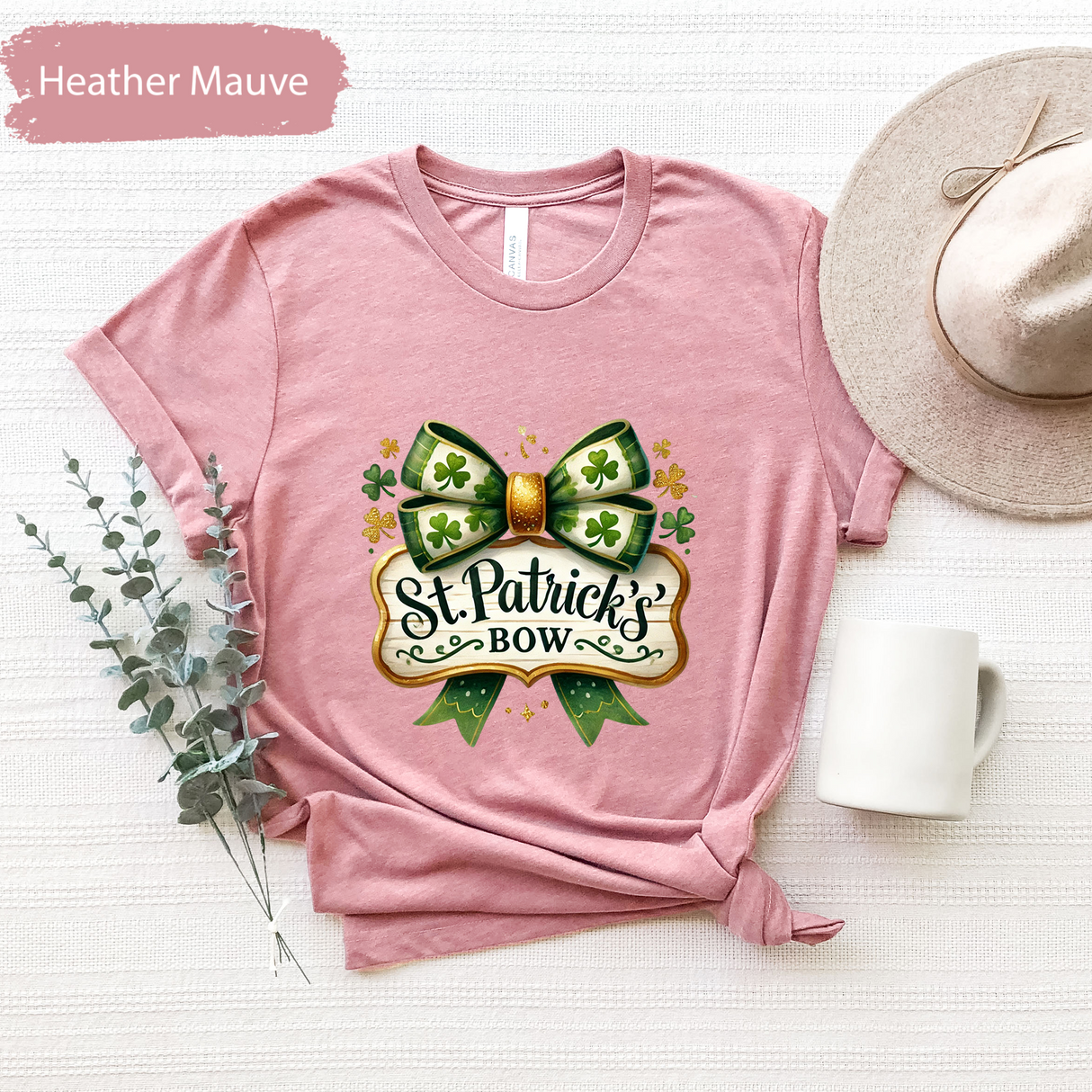 St. Patricks Bow T-Shirt, Cute Shamrock Bow Shirt, Irish Clover Graphic Tees, Coquette Bow T-shirt, St Paddys Day Shirt, Womens Lucky Charm