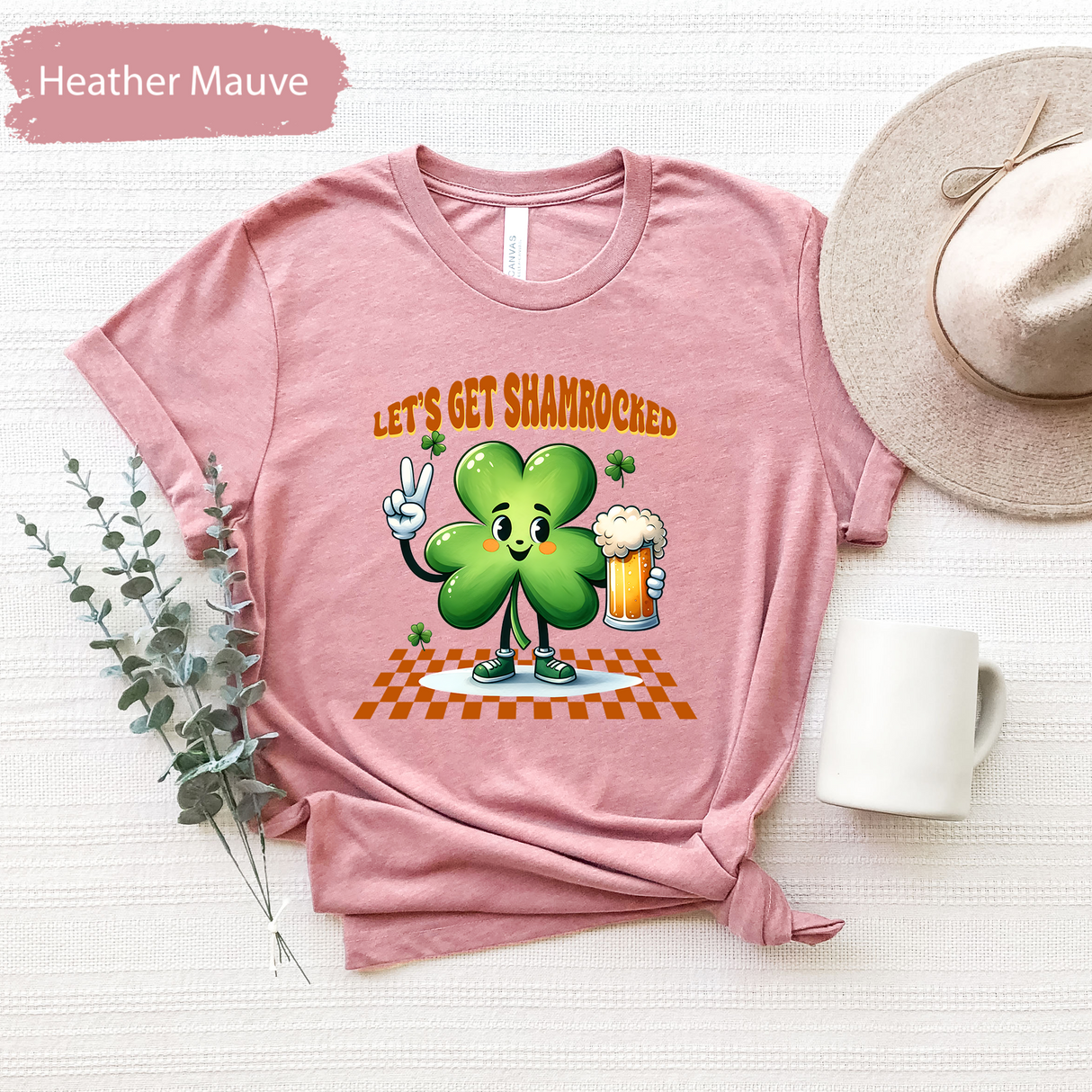 Let’s Get Shamrocked Shirt, Funny St. Patrick’s Day Beer Tee, Cute Drunk Shamrock Graphic T-Shirt, Irish Pub Party Outfit, St Paddys Day Tee