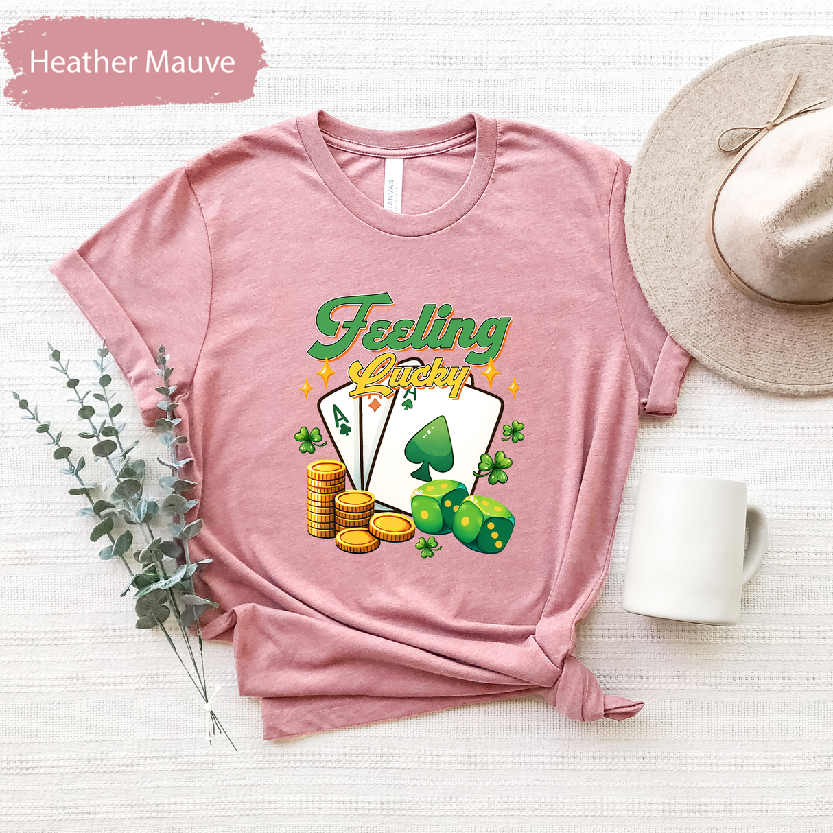 Feeling Lucky St. Patrick's Day T-Shirt, Irish Clover Graphic Tee, Saint Patricks Day Shirt, Lucky Dice Poker Cards Shirt, St. Paddy's Gift
