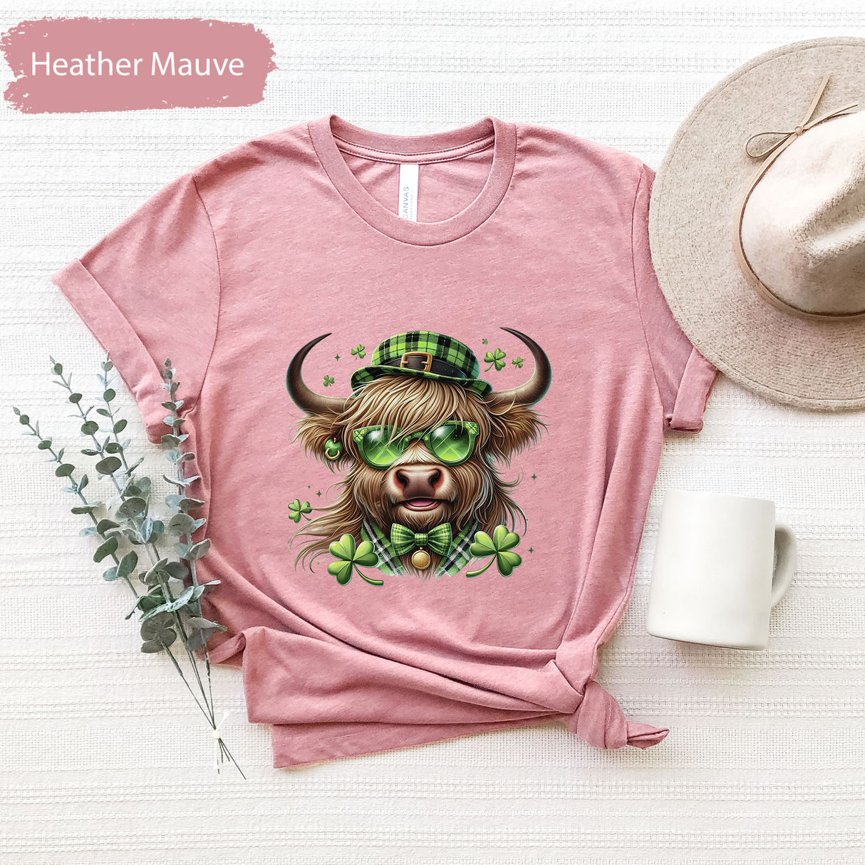 Highland Cattle St Patricks Day Shirt, Funny Lucky Irish Bull Tee, Green Day Shirt, Shamrock Highland Cow T-Shirt, Retro St Patricks Shirt