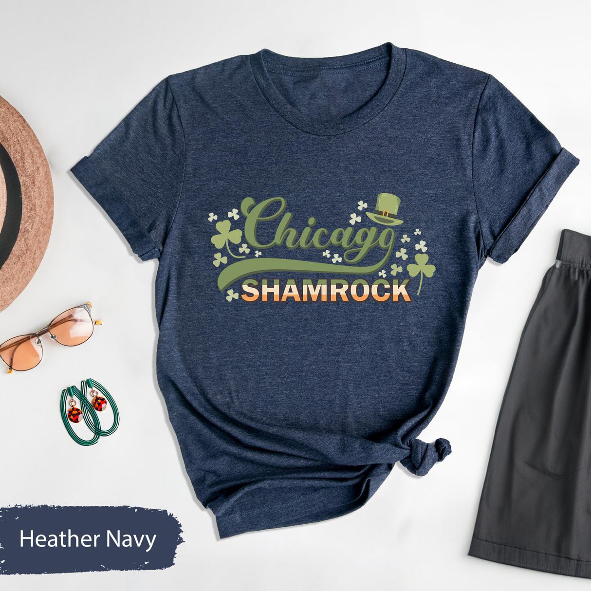 Chicago Shamrock T-Shirt, St Patricks Day Irish Tee, Lucky Clover Chicago Shirt, Shamrock T-shirt, Saint Patricks Day Shirt, Gift for Him